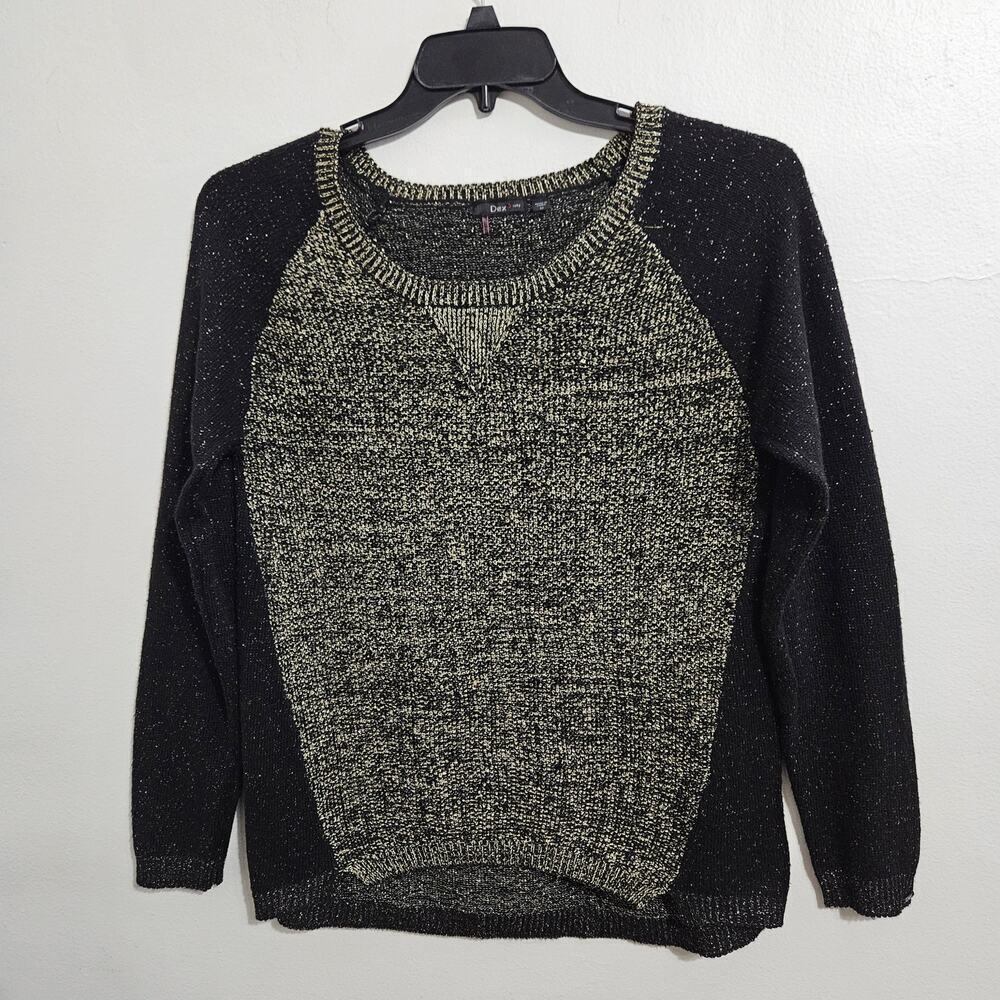 Dex Metallic Gold and Black Wool Oversized Pullover. Size M.